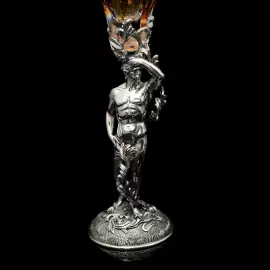 Хрустальные бокалы для вина "Адам и Ева" янтарные, на 2 персоны